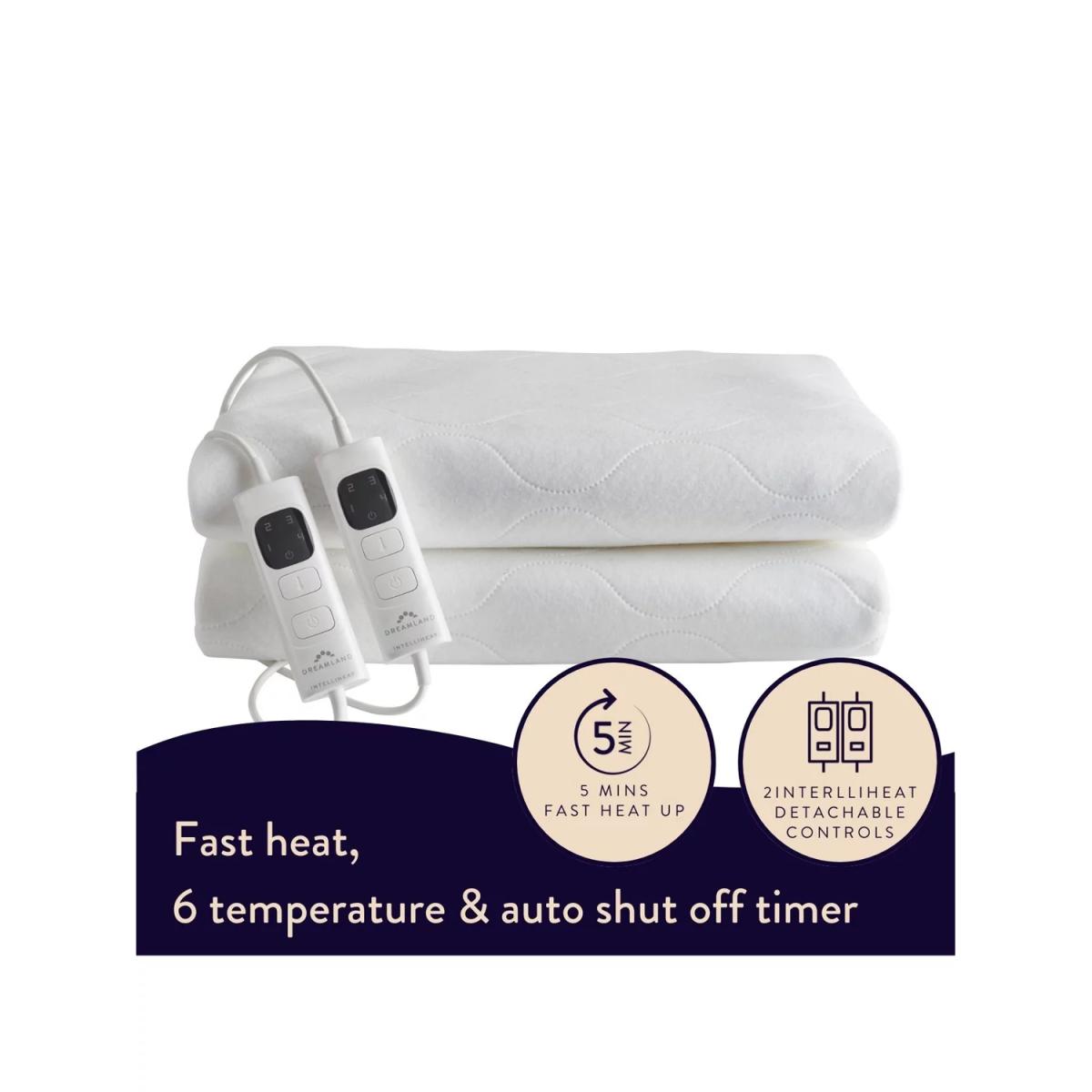 Dreamland Sleep Tight Deluxe Fleecy Electric Blanket, Double, White – image 2