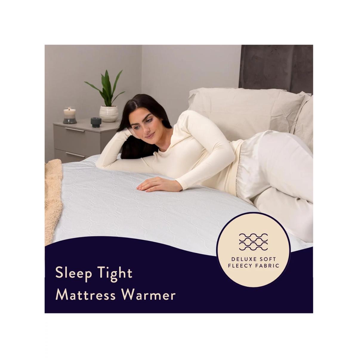 Dreamland Sleep Tight Deluxe Fleecy Electric Blanket, Double, White – image 3