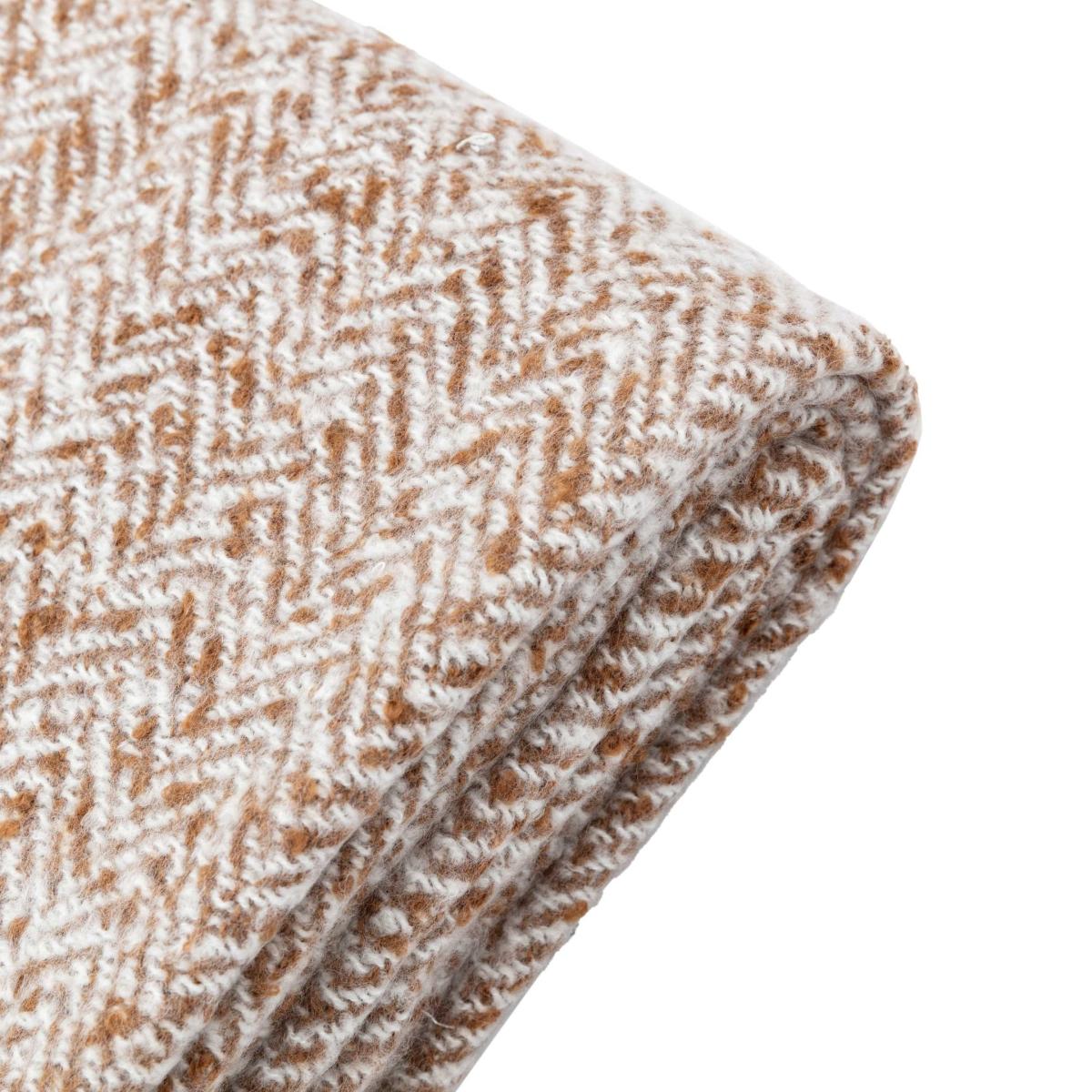 Herringbone Faux Mohair Throw - Tan – image 4