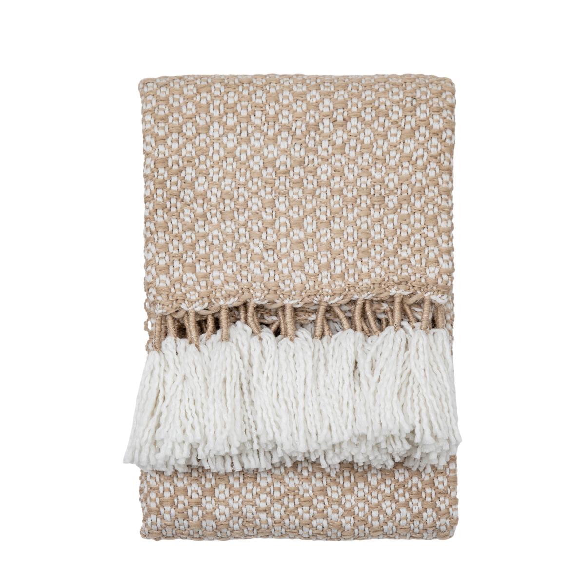 Woven Wrapped Tassel Throw - Natural – image 4