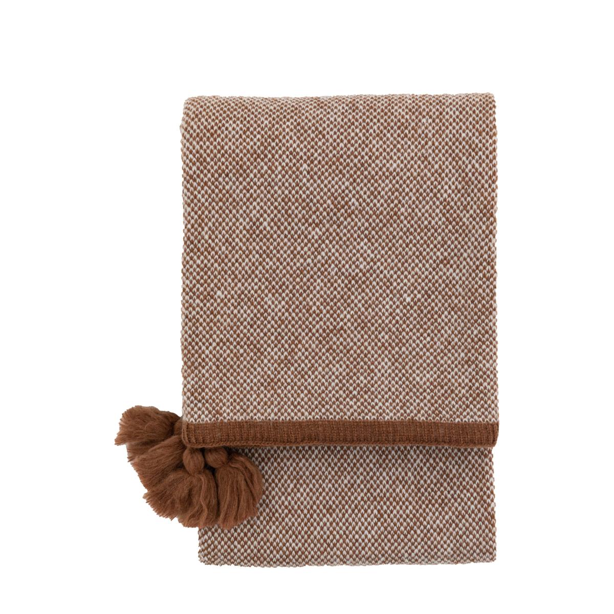 Knitted Border Tassel Throw - Rust – image 3
