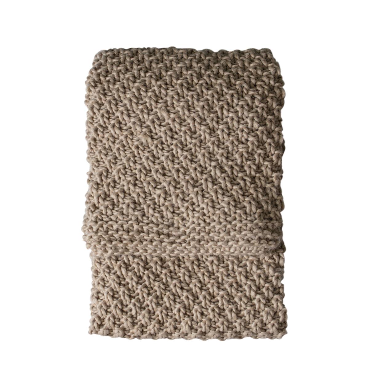 Moss Chunky Knitted Throw - Oatmeal – image 4