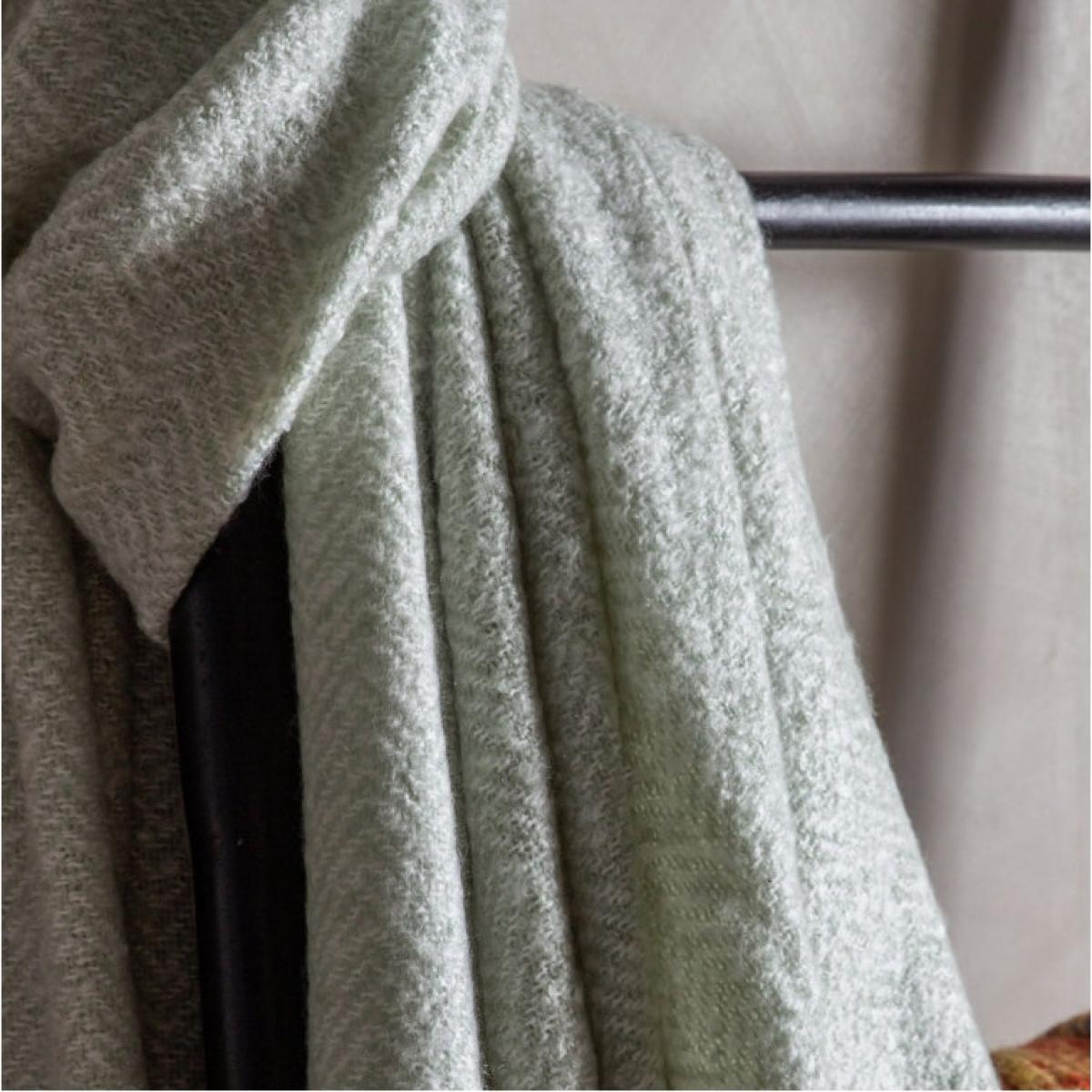 Herringbone Faux Mohair Throw - Sage – image 2