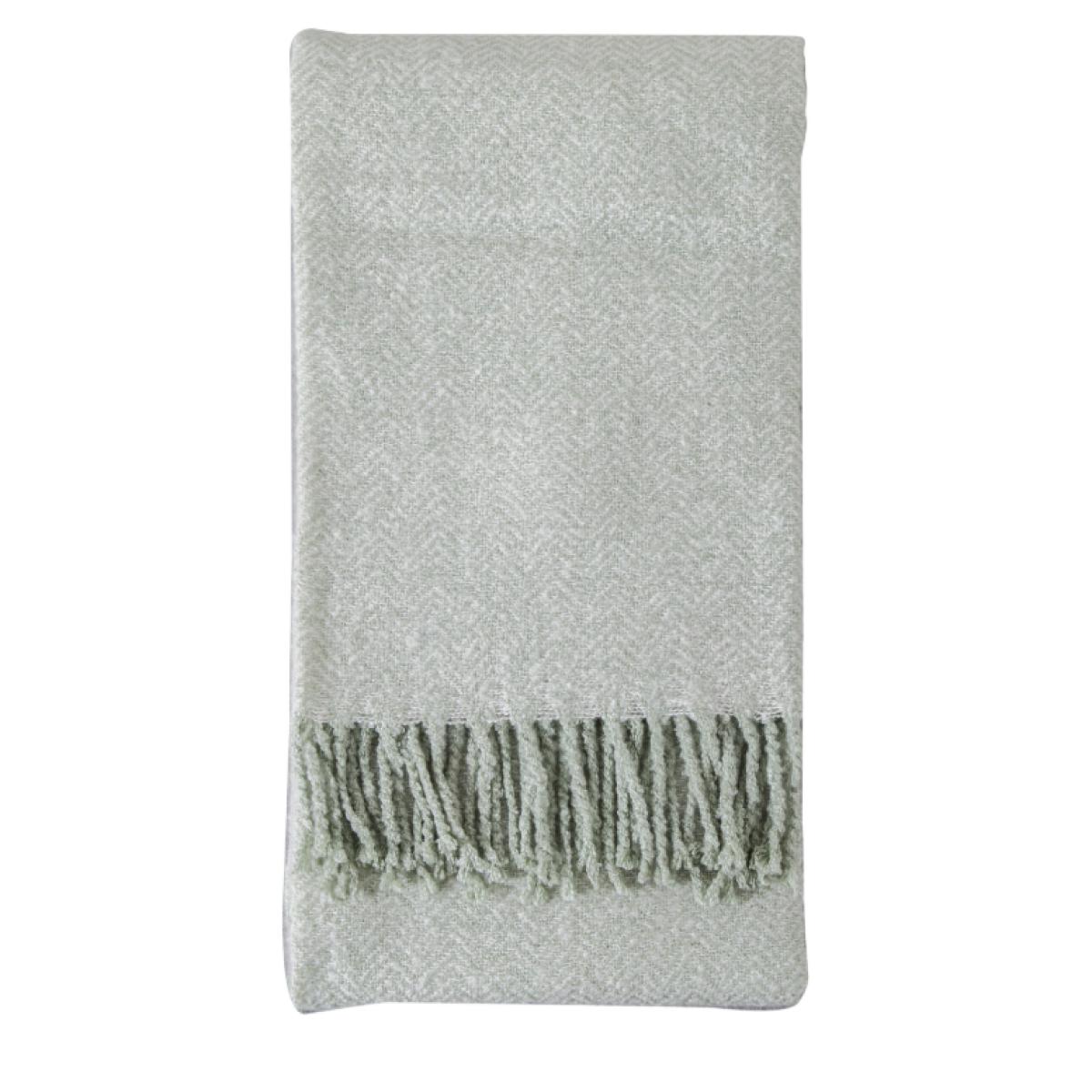 Herringbone Faux Mohair Throw - Sage – image 3