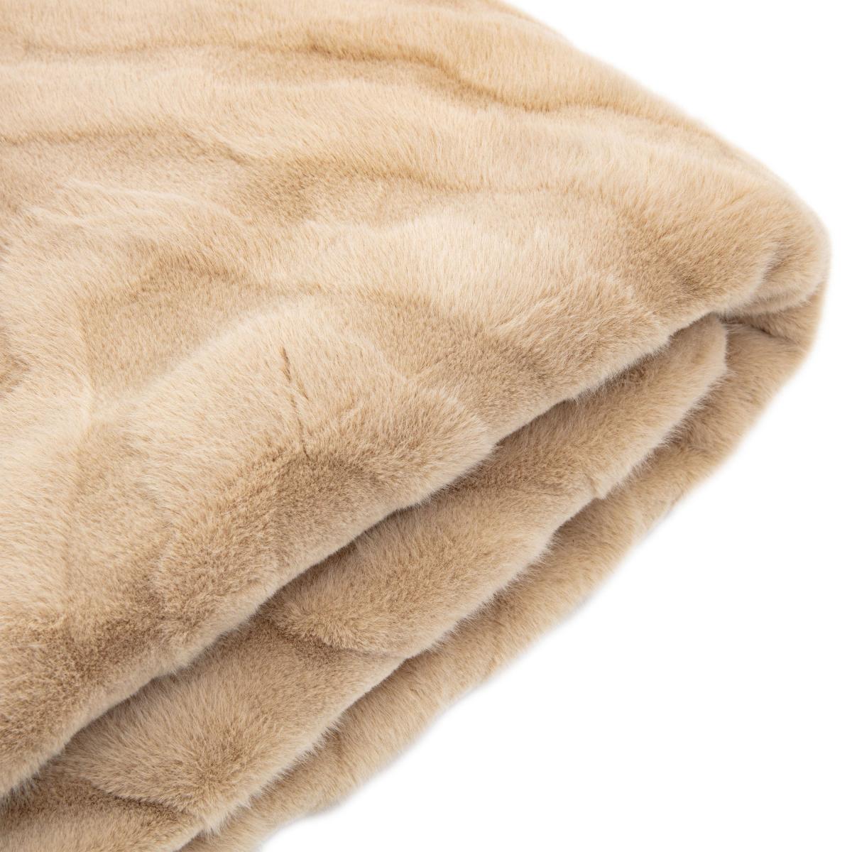Chevron Rabbit Faux Fur Throw - Mink – image 5