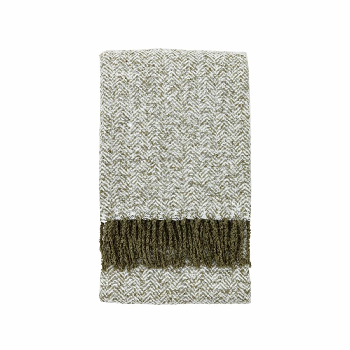 Herringbone Faux Mohair Throw - Olive – image 4