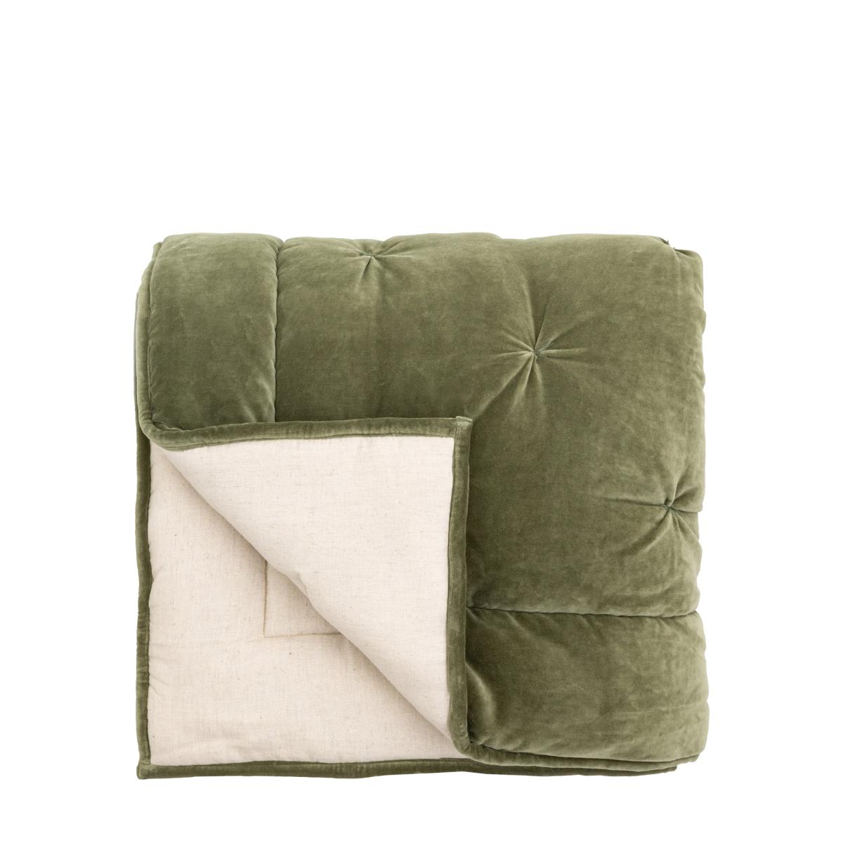 Opulent Velvet Bedspread - Green – image 3