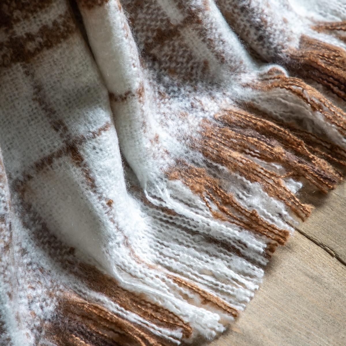 Check Faux Mohair Throw - Tan – image 2