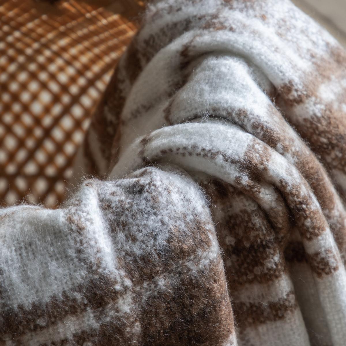 Check Faux Mohair Throw - Tan – image 3