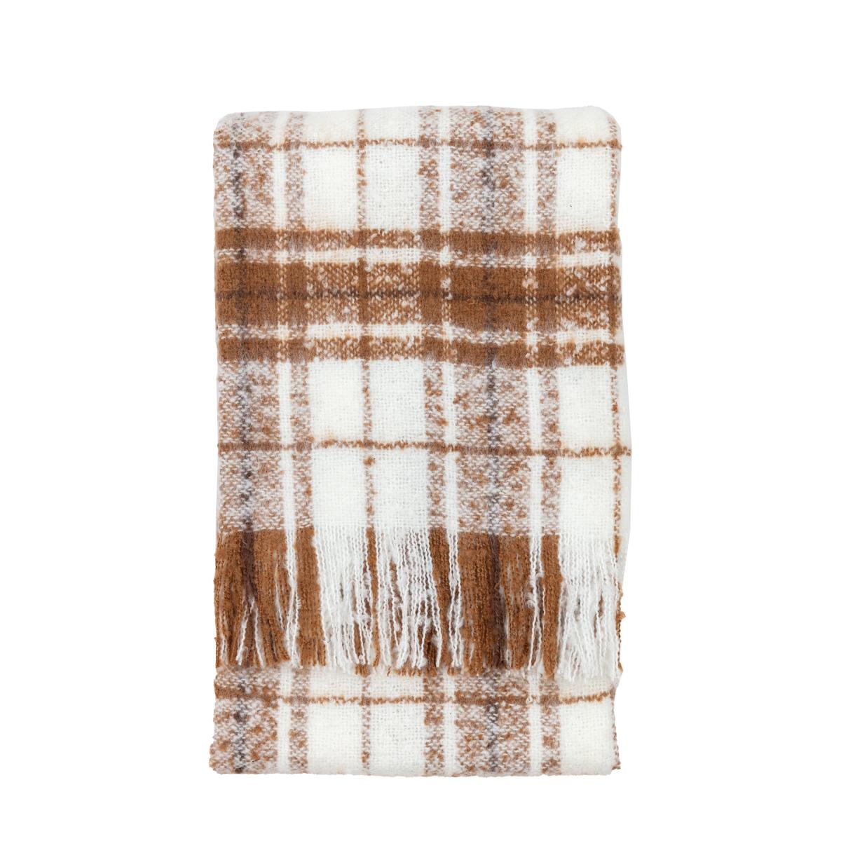 Check Faux Mohair Throw - Tan – image 4