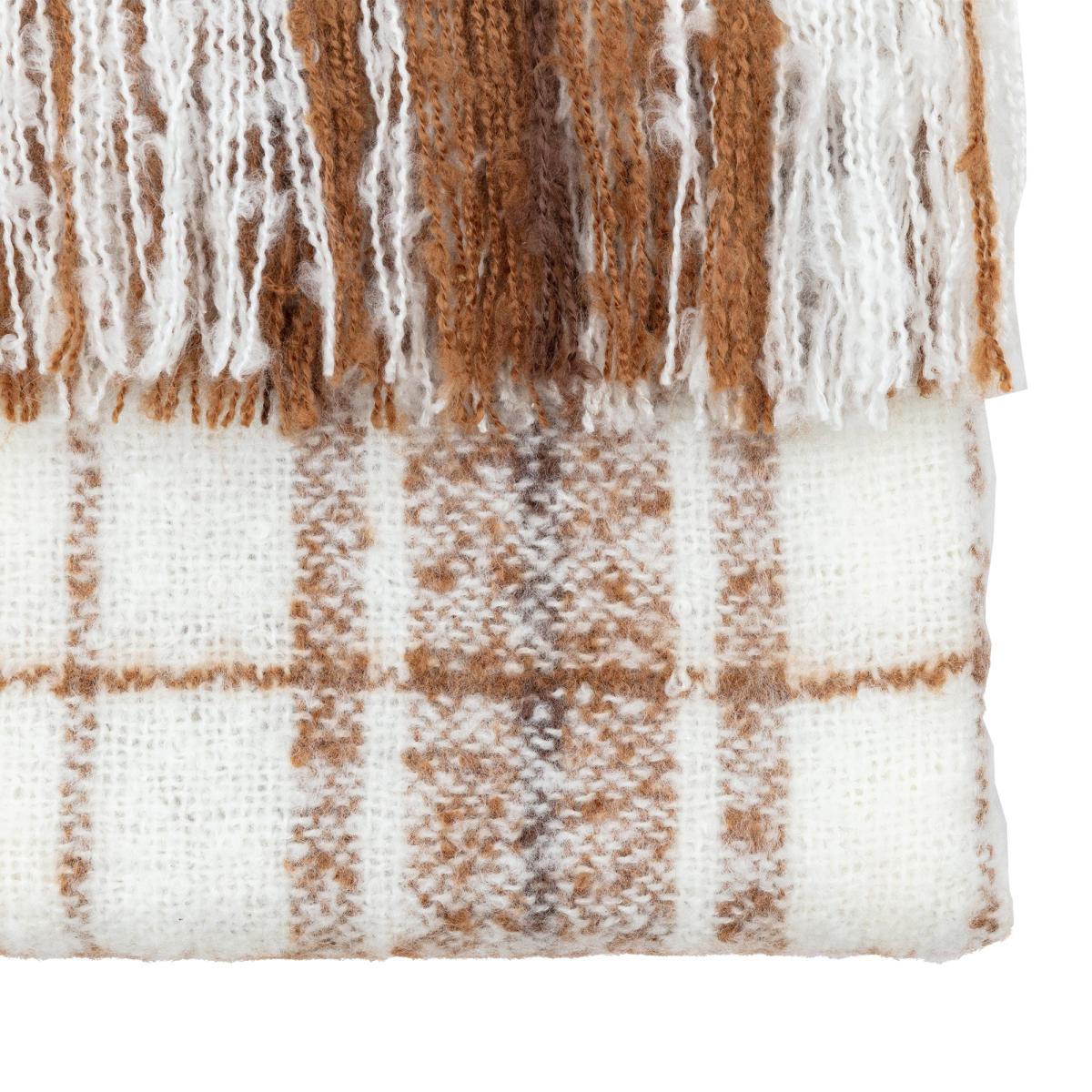 Check Faux Mohair Throw - Tan – image 6