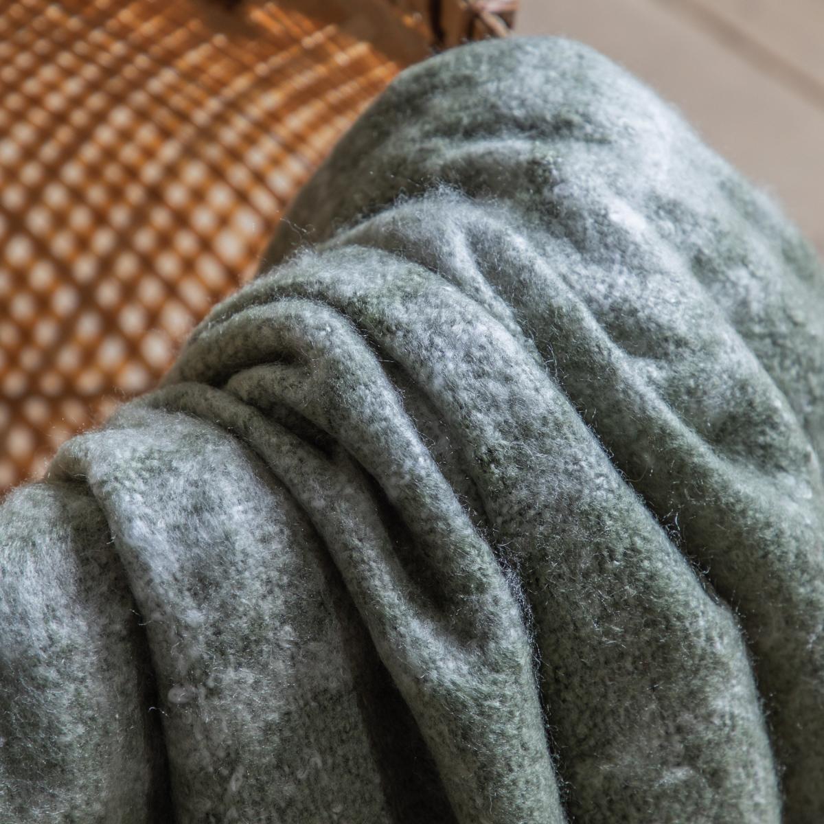 Check Faux Mohair Throw - Olive – image 2