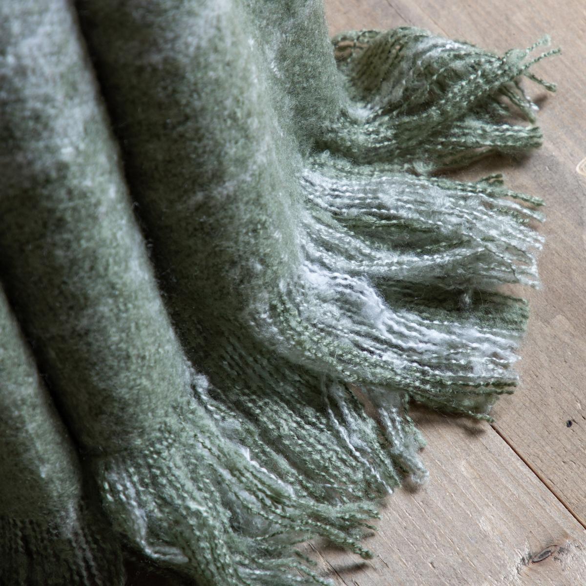 Check Faux Mohair Throw - Olive – image 3