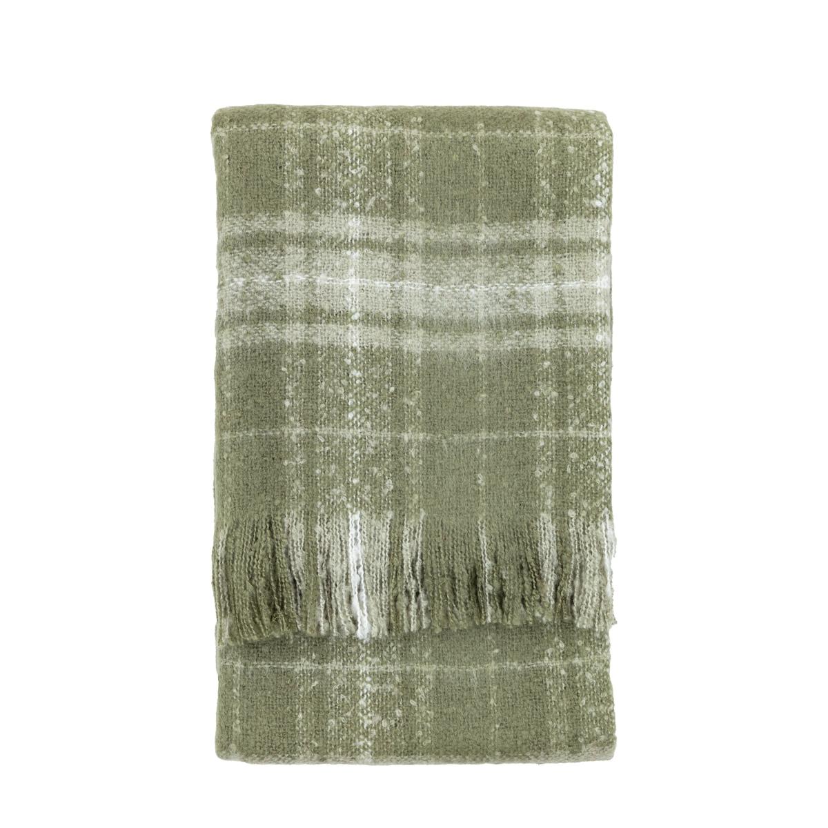 Check Faux Mohair Throw - Olive – image 4