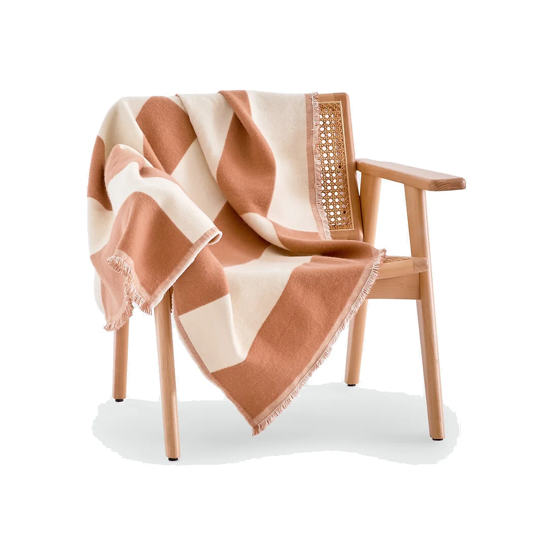 Tabaka Geometric Striped Jacquard Fringed Throw