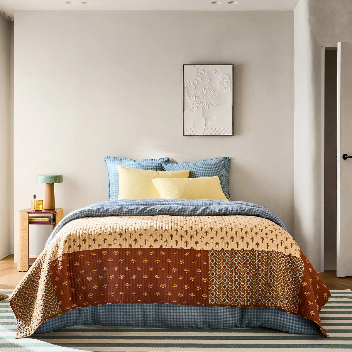 Nizar Patchwork Print Washed Cotton Kantha Bedspread – image 2