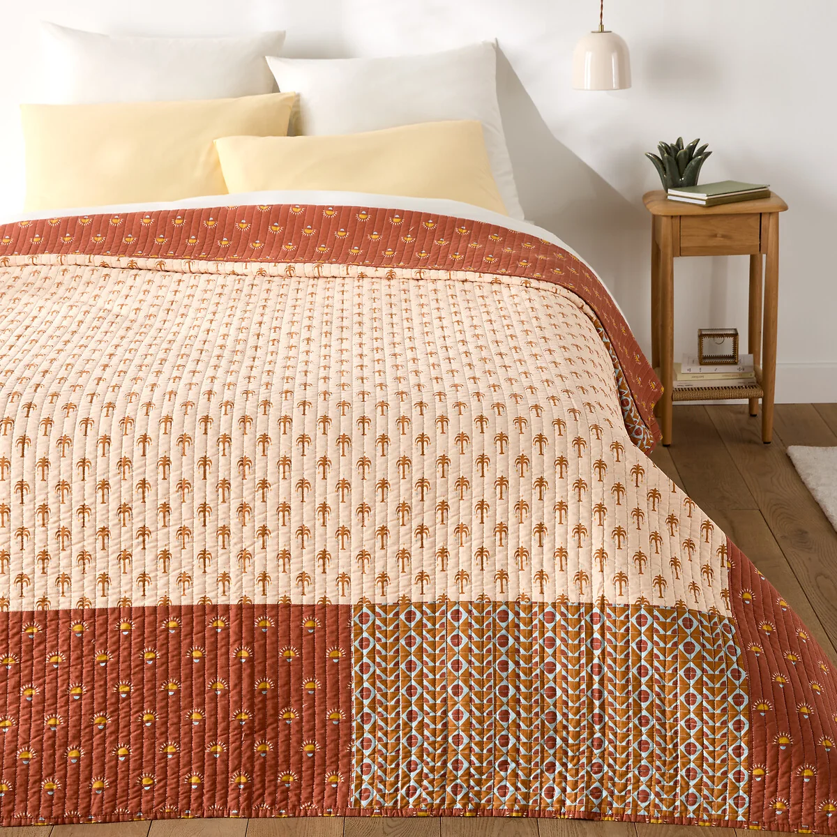 Nizar Patchwork Print Washed Cotton Kantha Bedspread – image 1