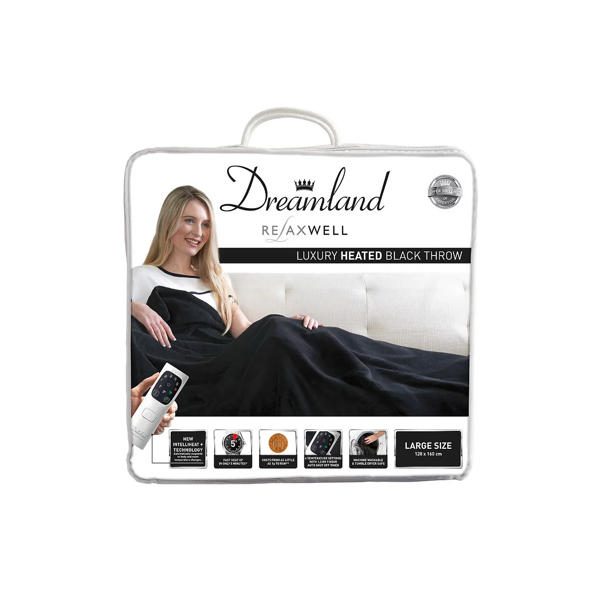 Intelliheat Luxury Heated Throw in Black – image 5