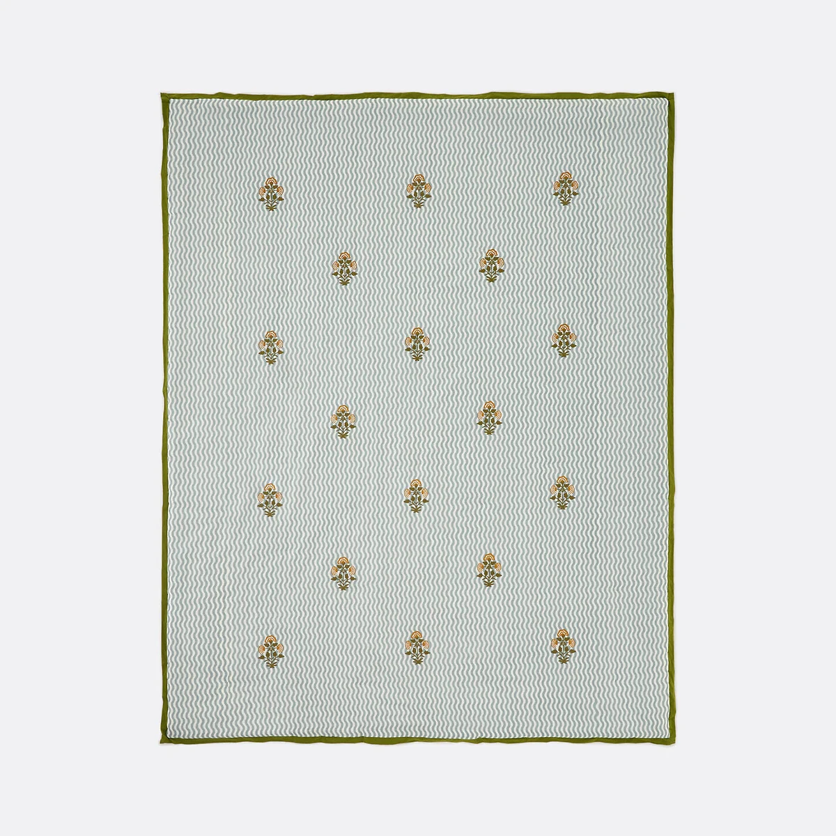 Jani Striped/Floral Embroidery Cotton Quilted Bedspread – image 5