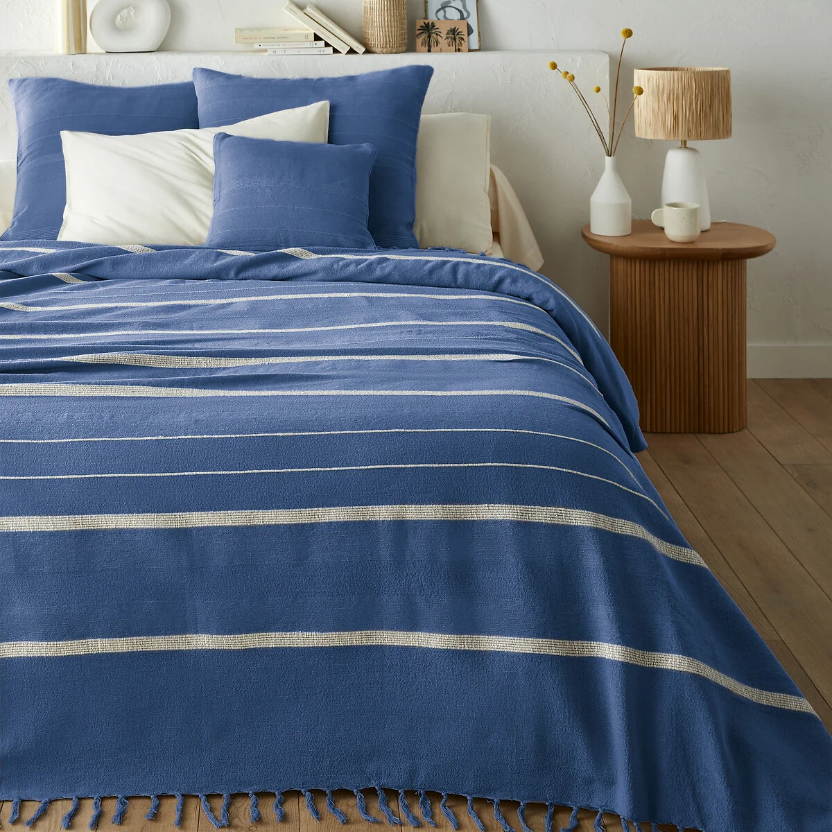 Nedo Striped Fringed 100% Cotton Bedspread – image 2