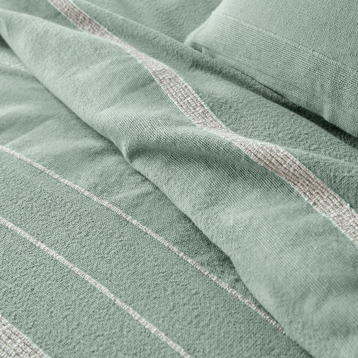 Nedo Fringed Striped 100% Cotton Bedspread – image 3