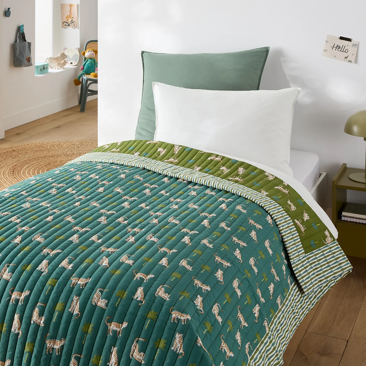 Anoki Tiger Print Washed Cotton Quilted Bedspread – image 2