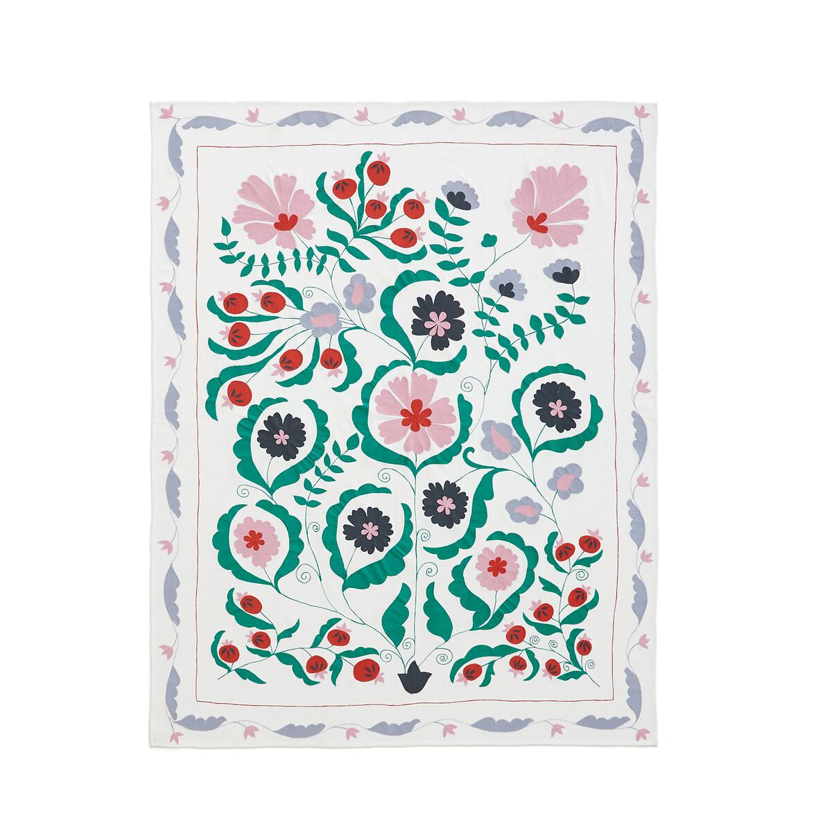 Antonie Floral Embroidered 100% Slub Cotton Bedspread – image 5