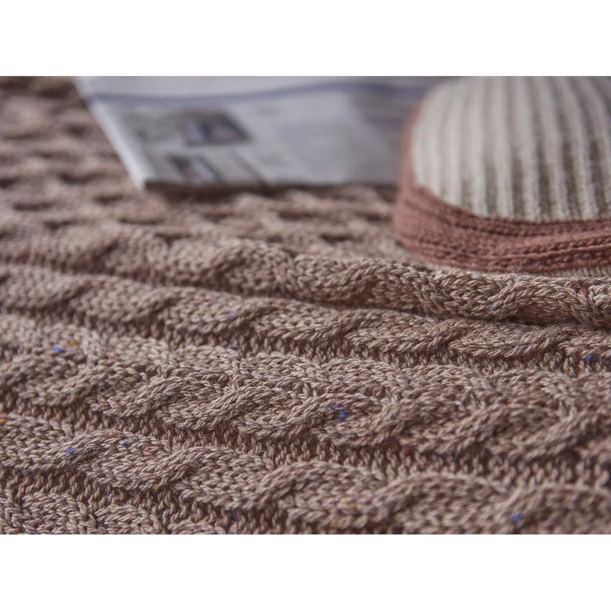Chunky Knit Throw in Rusted Rose – image 3