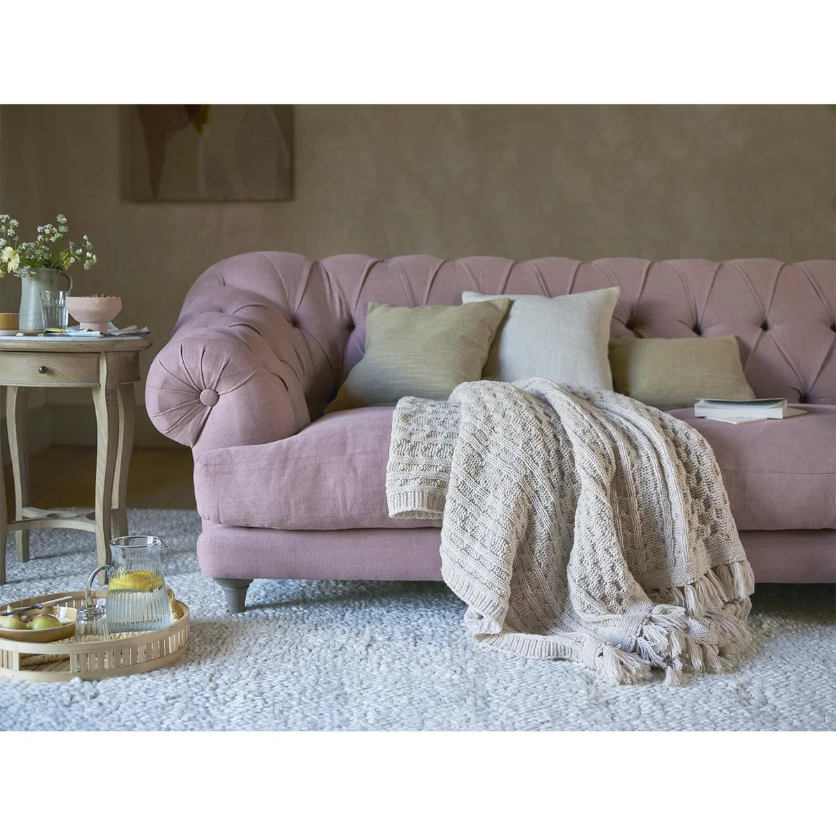 Chunky Knit Throw in Natural Cream – image 2