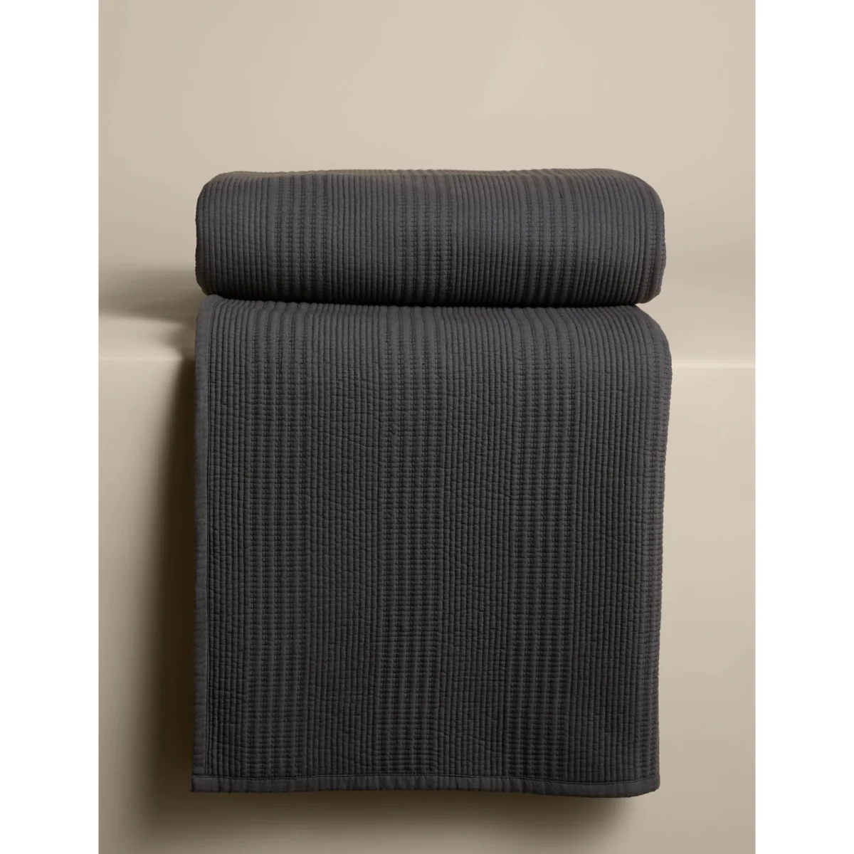 M&S Cotton Rich Ribbed Bedspread with Linen Charcoal – image 2