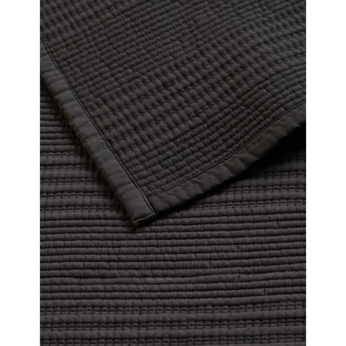 M&S Cotton Rich Ribbed Bedspread with Linen Charcoal – image 3