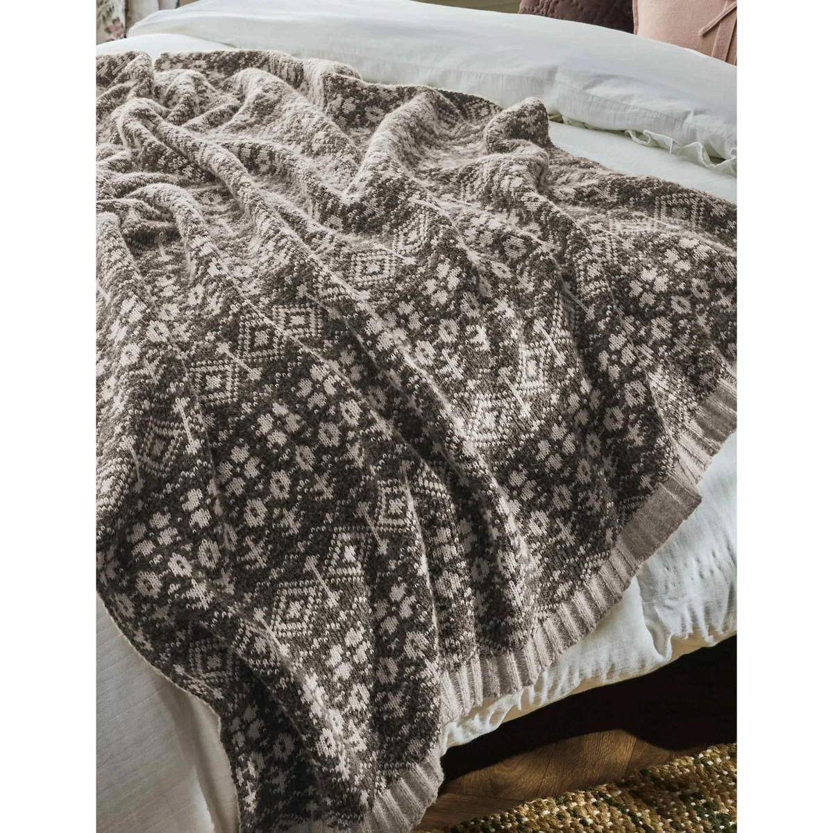 Laura Ashley Selsey Fair Isle Throw Blue Mix – image 4