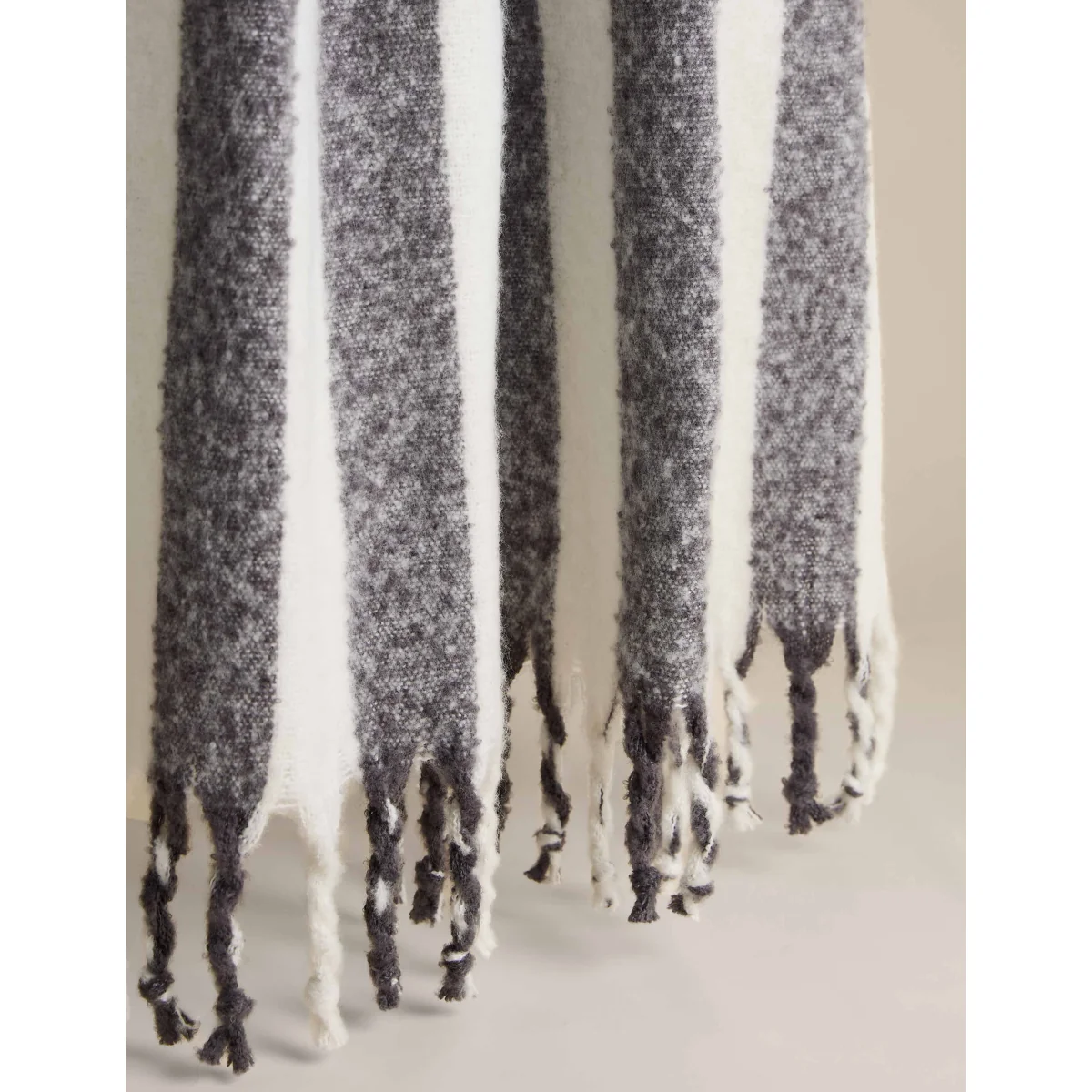 M&S Faux Mohair Striped Throw Chestnut – image 2