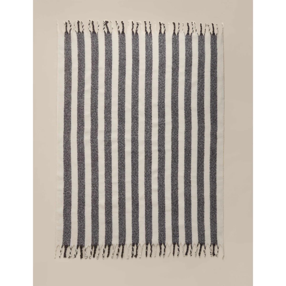 M&S Faux Mohair Striped Throw Chestnut – image 3
