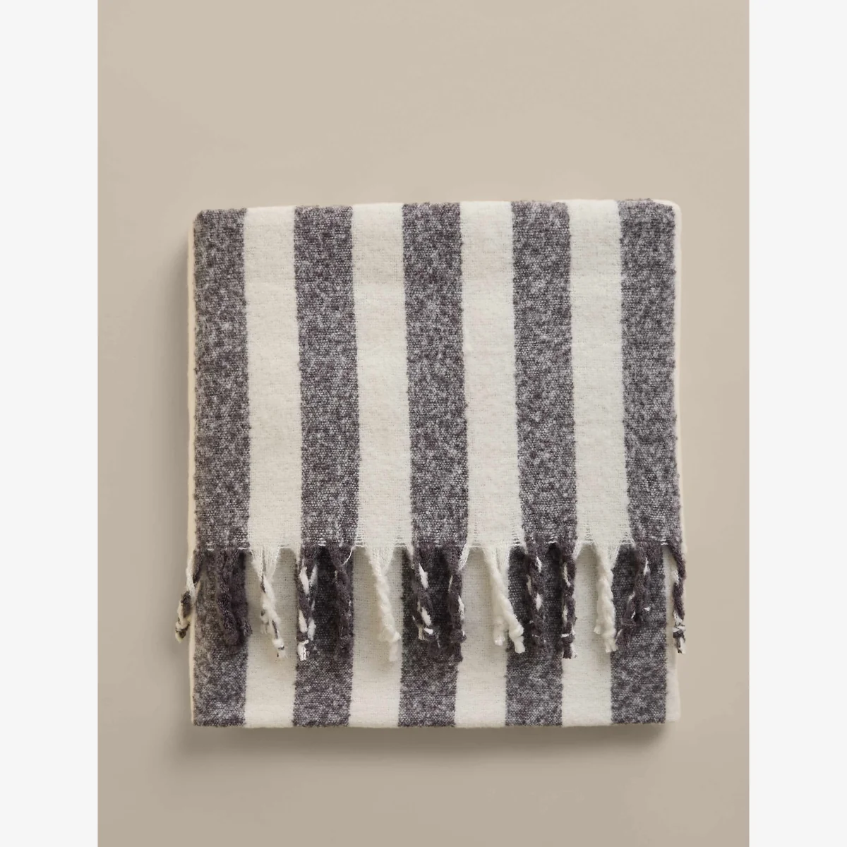 M&S Faux Mohair Striped Throw Chestnut – image 1