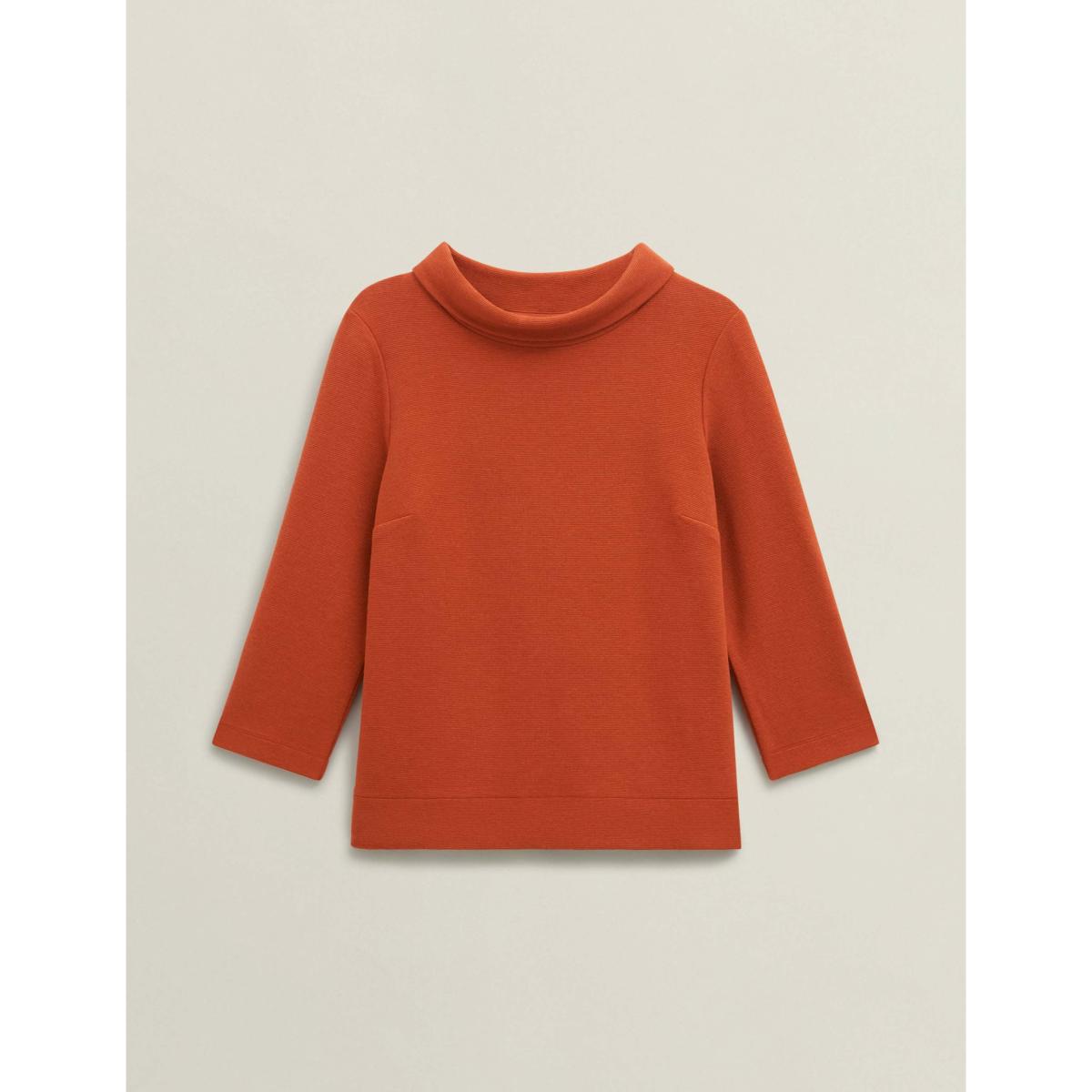 HOBBS Jersey Ribbed Roll Neck Top Orange – image 2