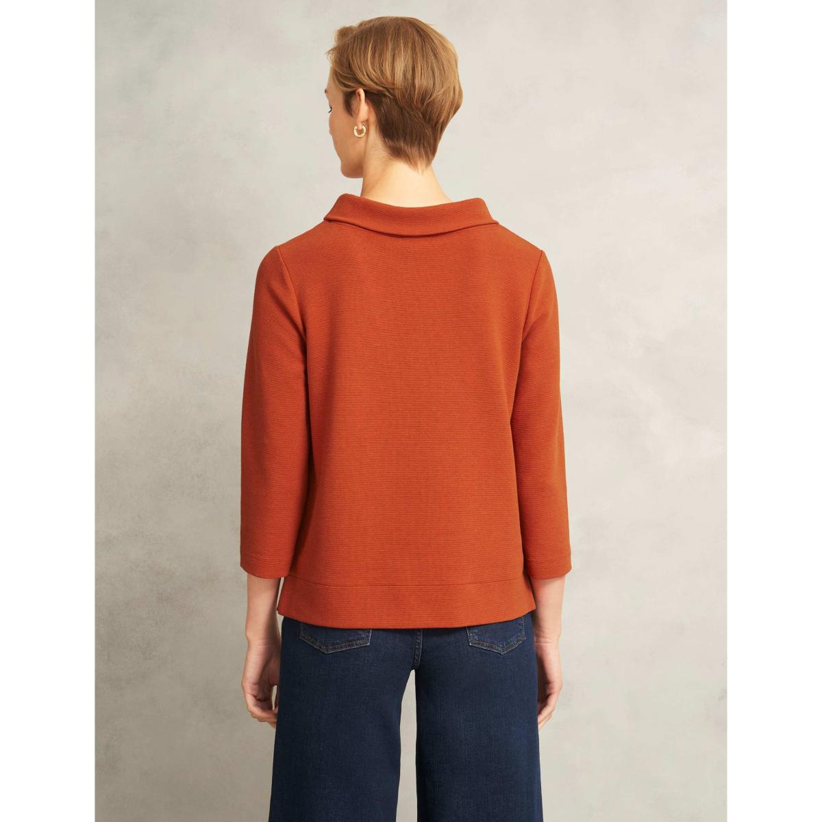 HOBBS Jersey Ribbed Roll Neck Top Orange – image 3