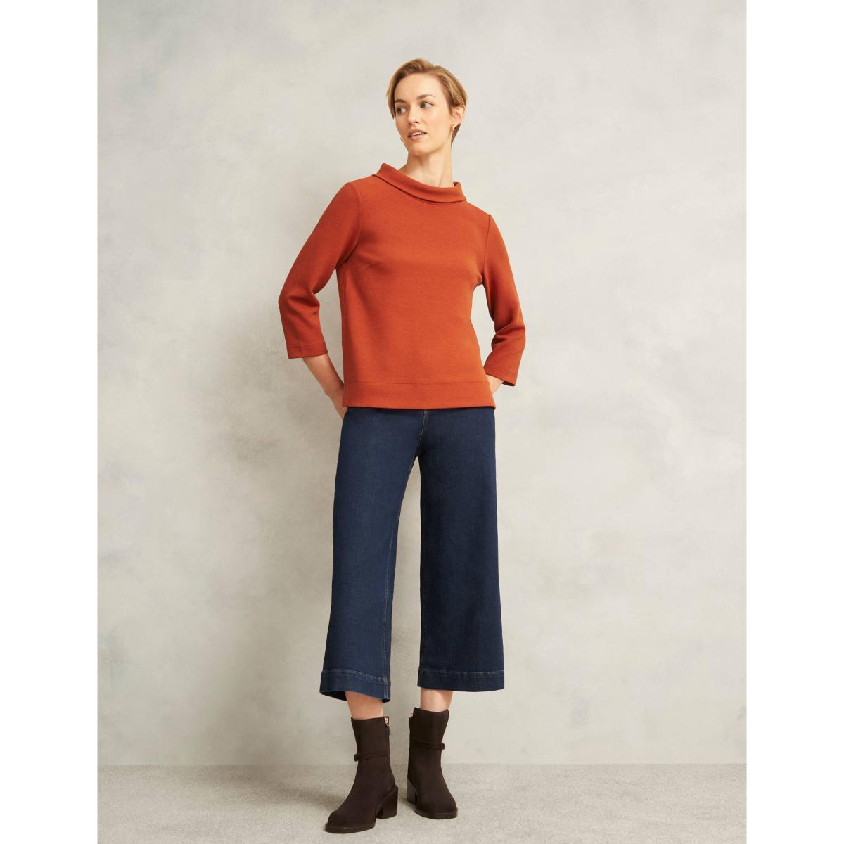 HOBBS Jersey Ribbed Roll Neck Top Orange – image 4