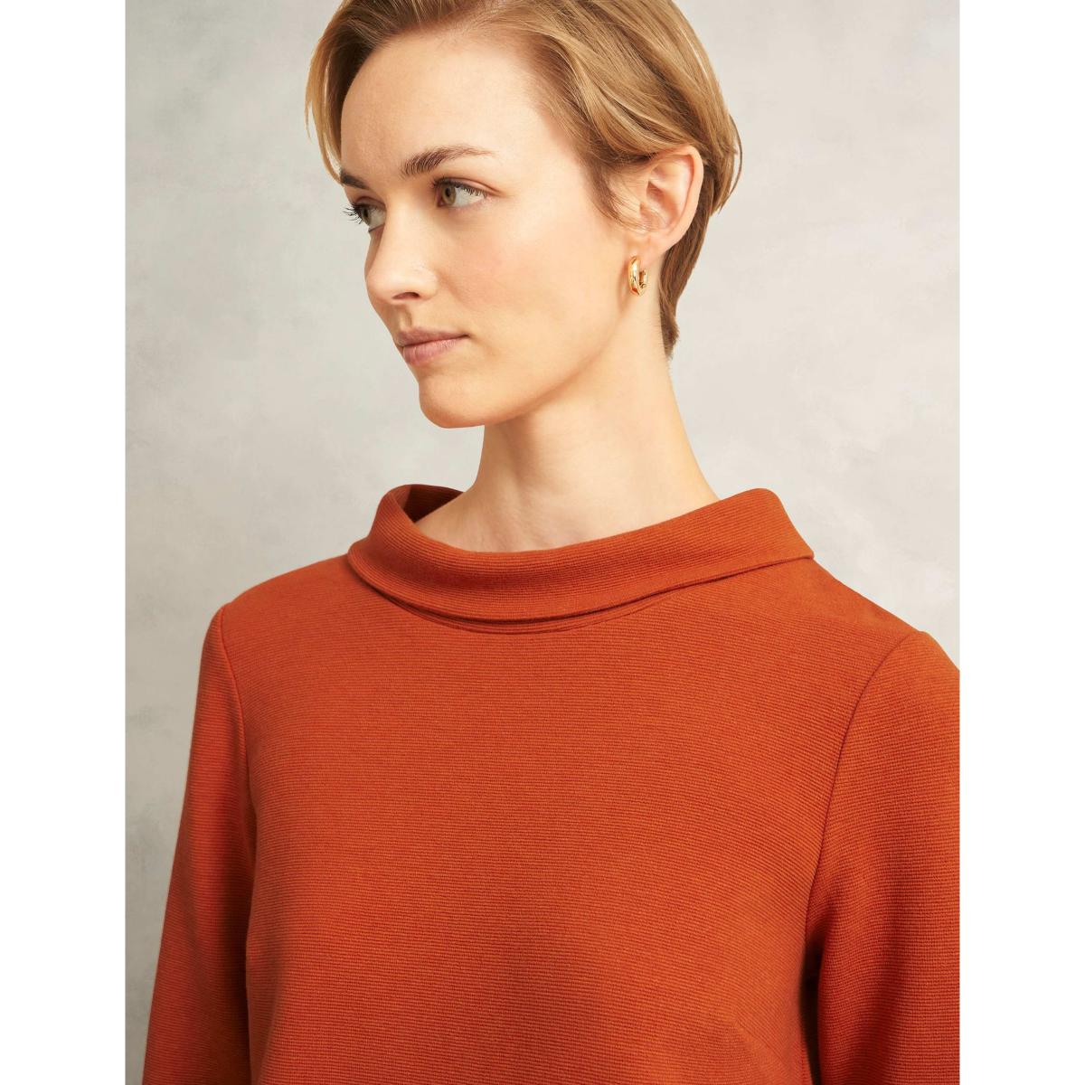 HOBBS Jersey Ribbed Roll Neck Top Orange – image 5