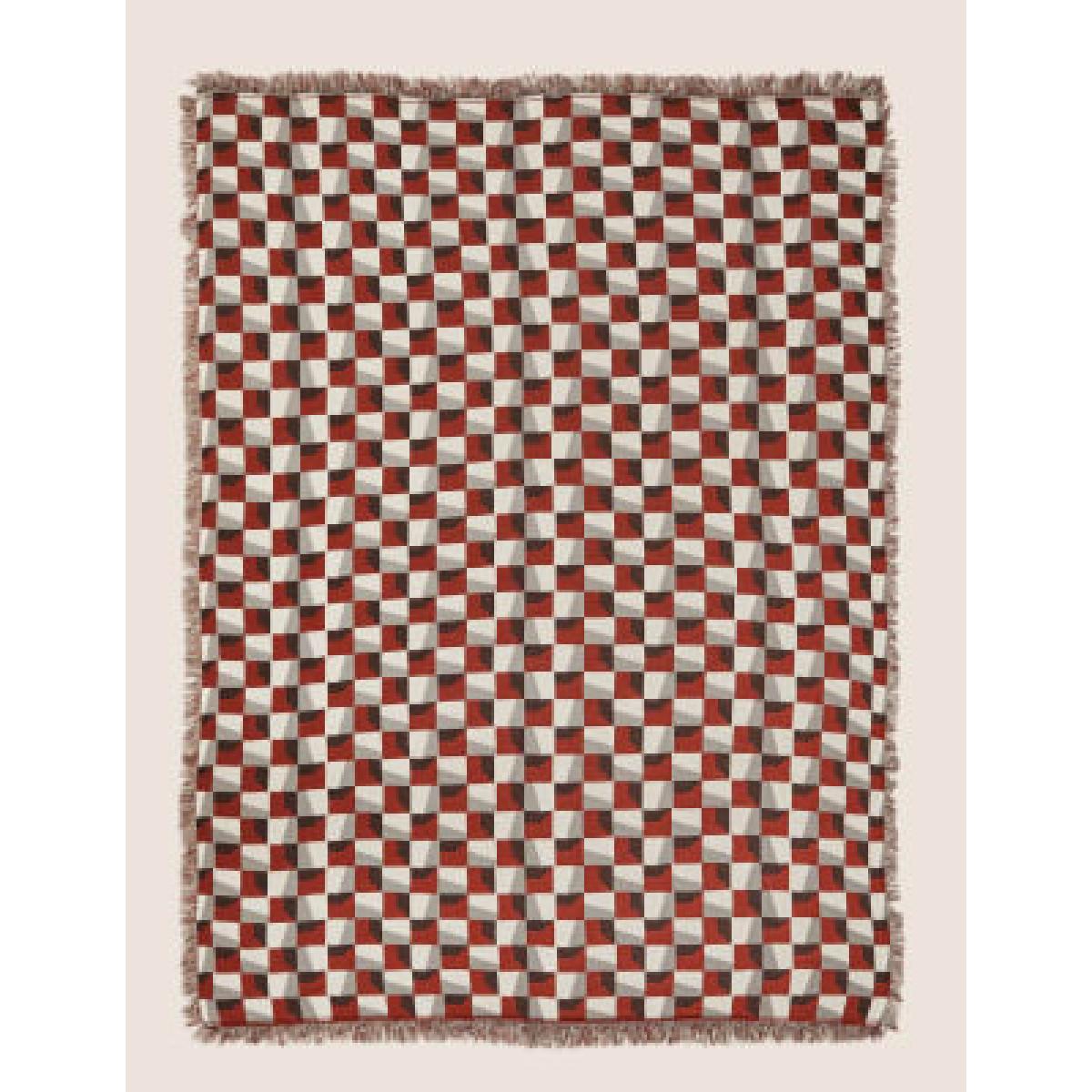 M&S Pure Cotton Geometric Knitted Throw - Rust Mix, Rust Mix – image 4