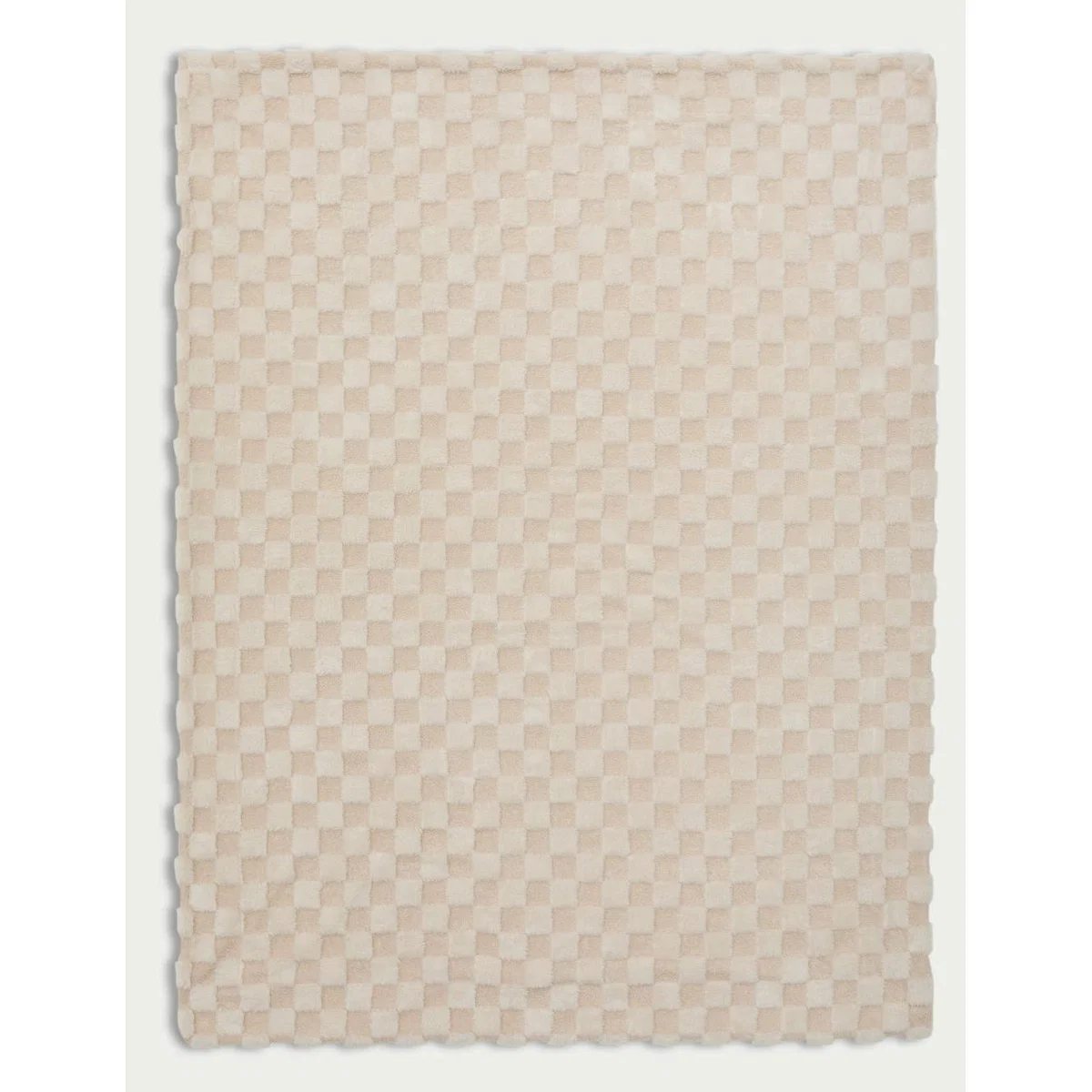 M&S Fleece Checked Throw - Cream Mix, Cream Mix – image 3