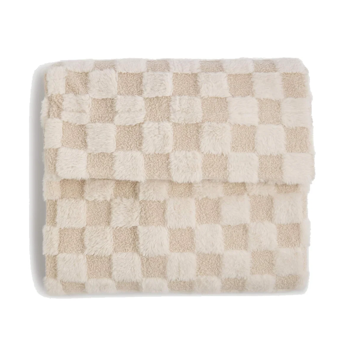 M&S Fleece Checked Throw - Cream Mix, Cream Mix – image 1