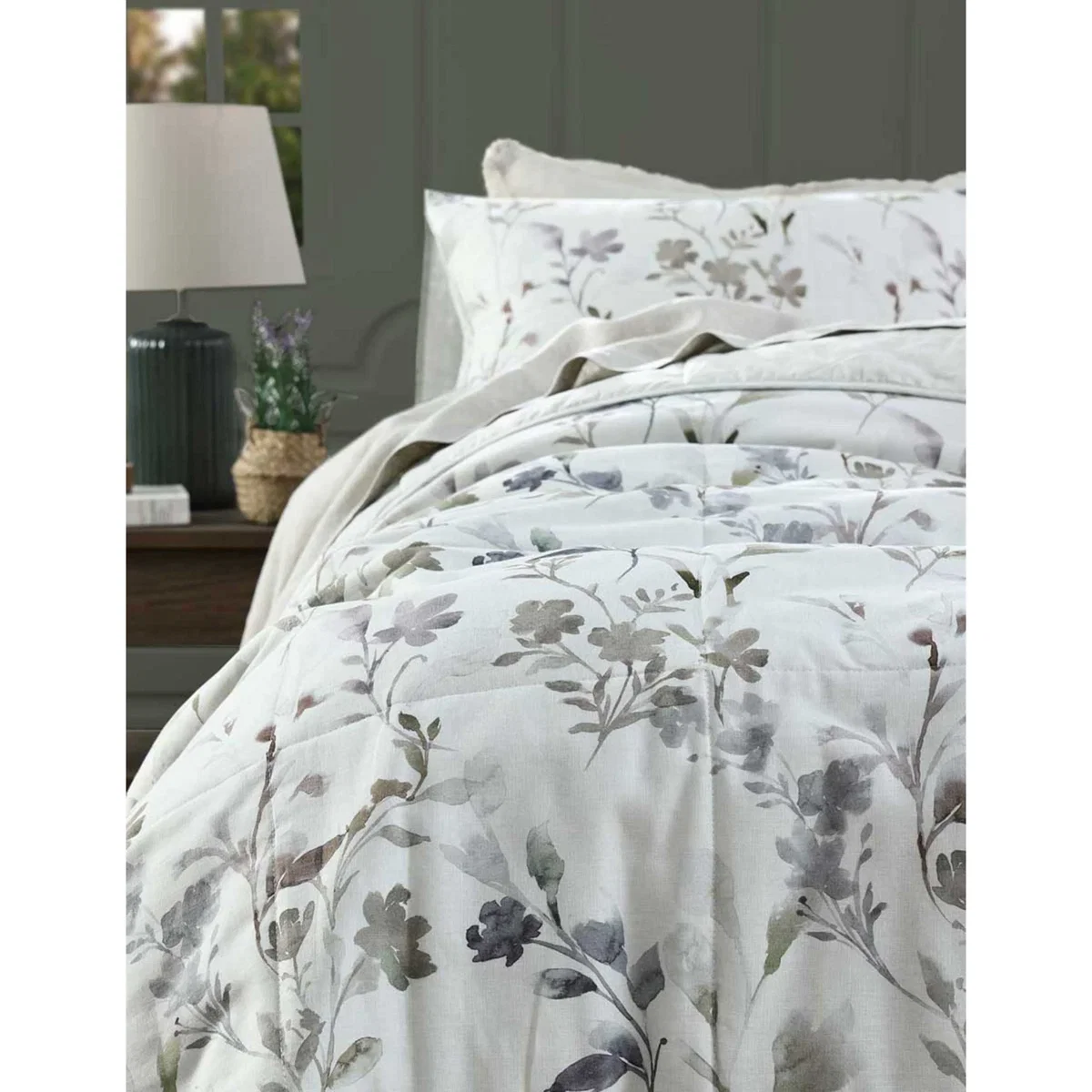 MM Linen Linen Mix Floral Bedspread Set with Linen White Mix – image 2