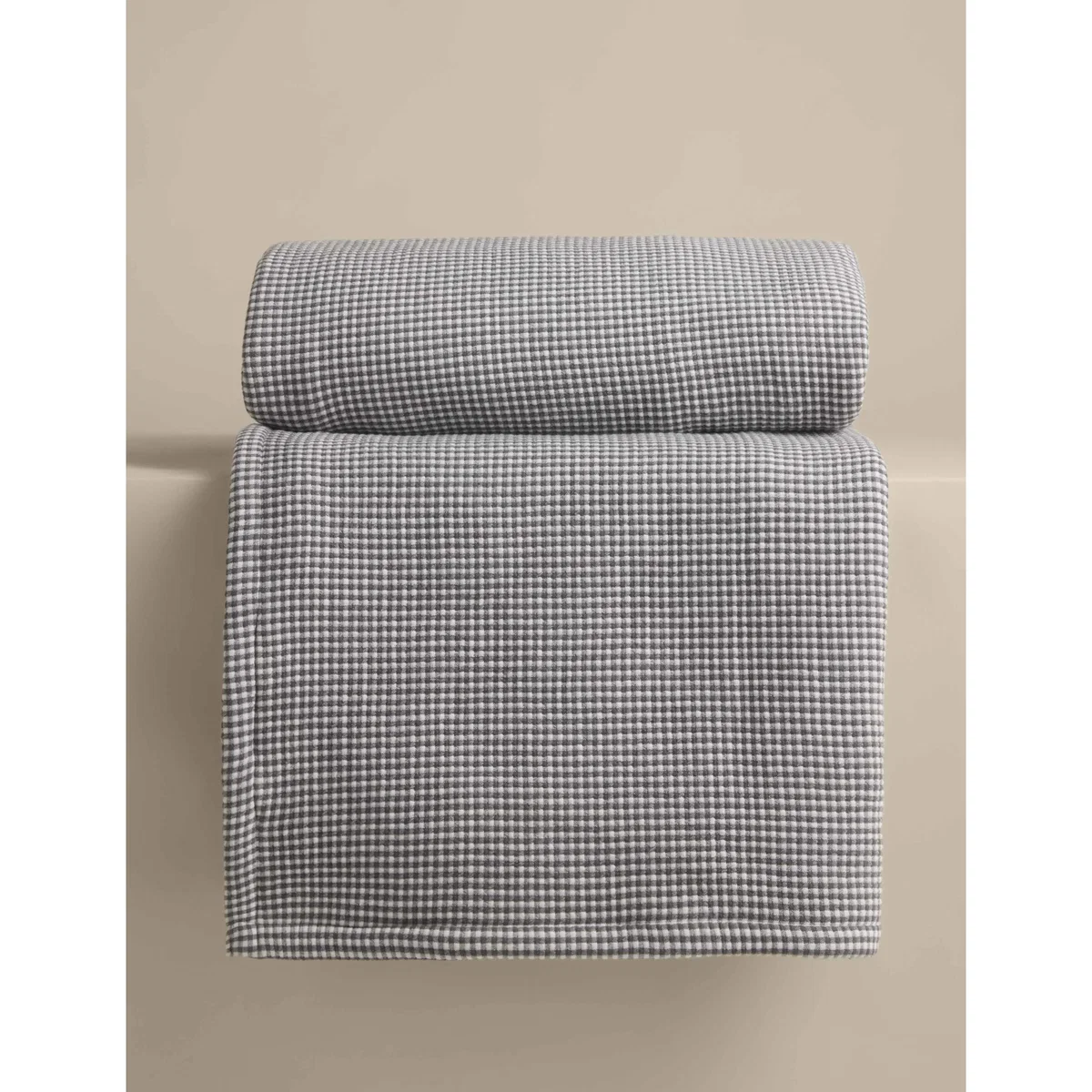 M&S Cotton Rich Gingham Bedspread Slate Blue – image 4