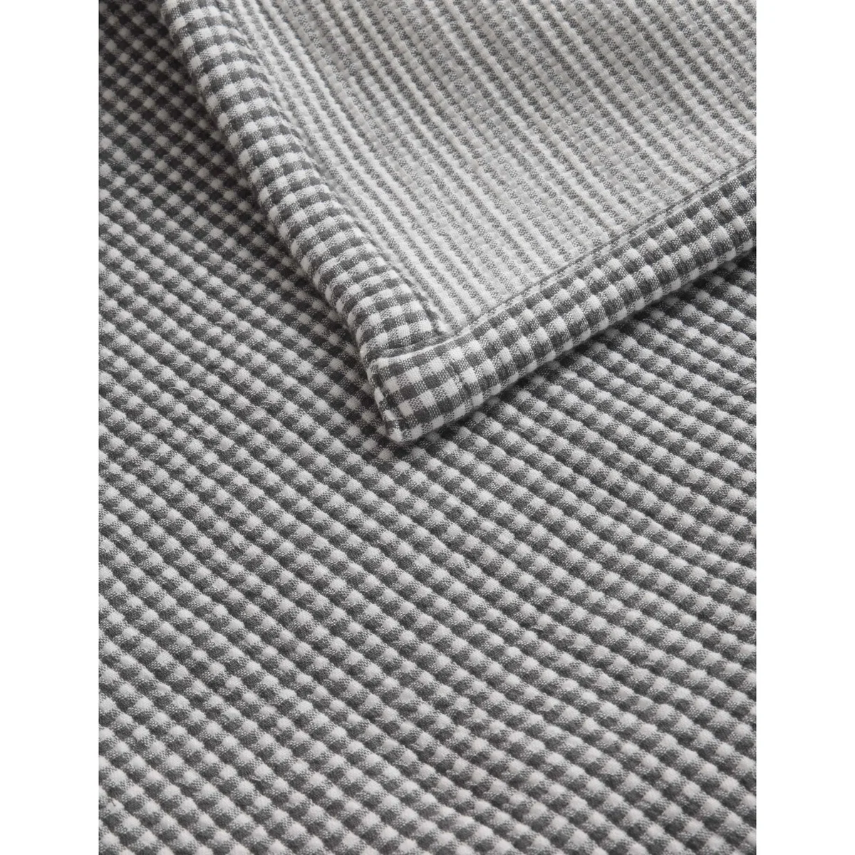M&S Cotton Rich Gingham Bedspread Slate Blue – image 6