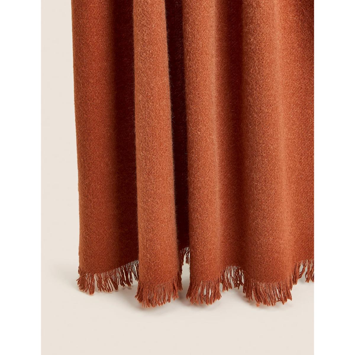 M&S X Fired Earth Wool Blend Faux Mohair Throw - Rust, Rust – image 2