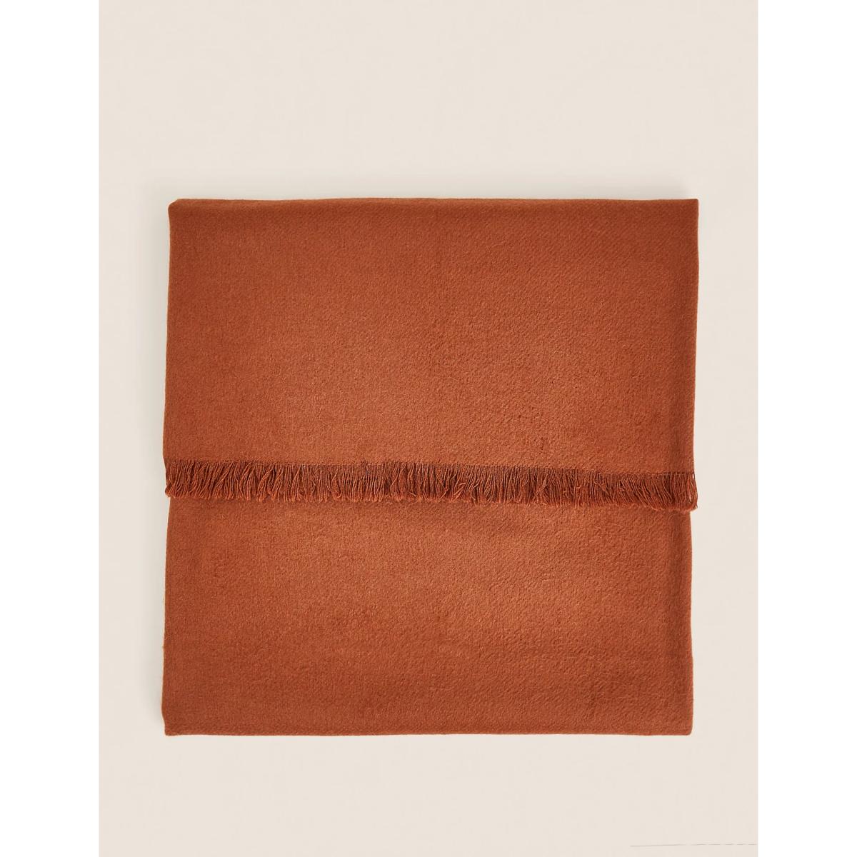 M&S X Fired Earth Wool Blend Faux Mohair Throw - Rust, Rust – image 3