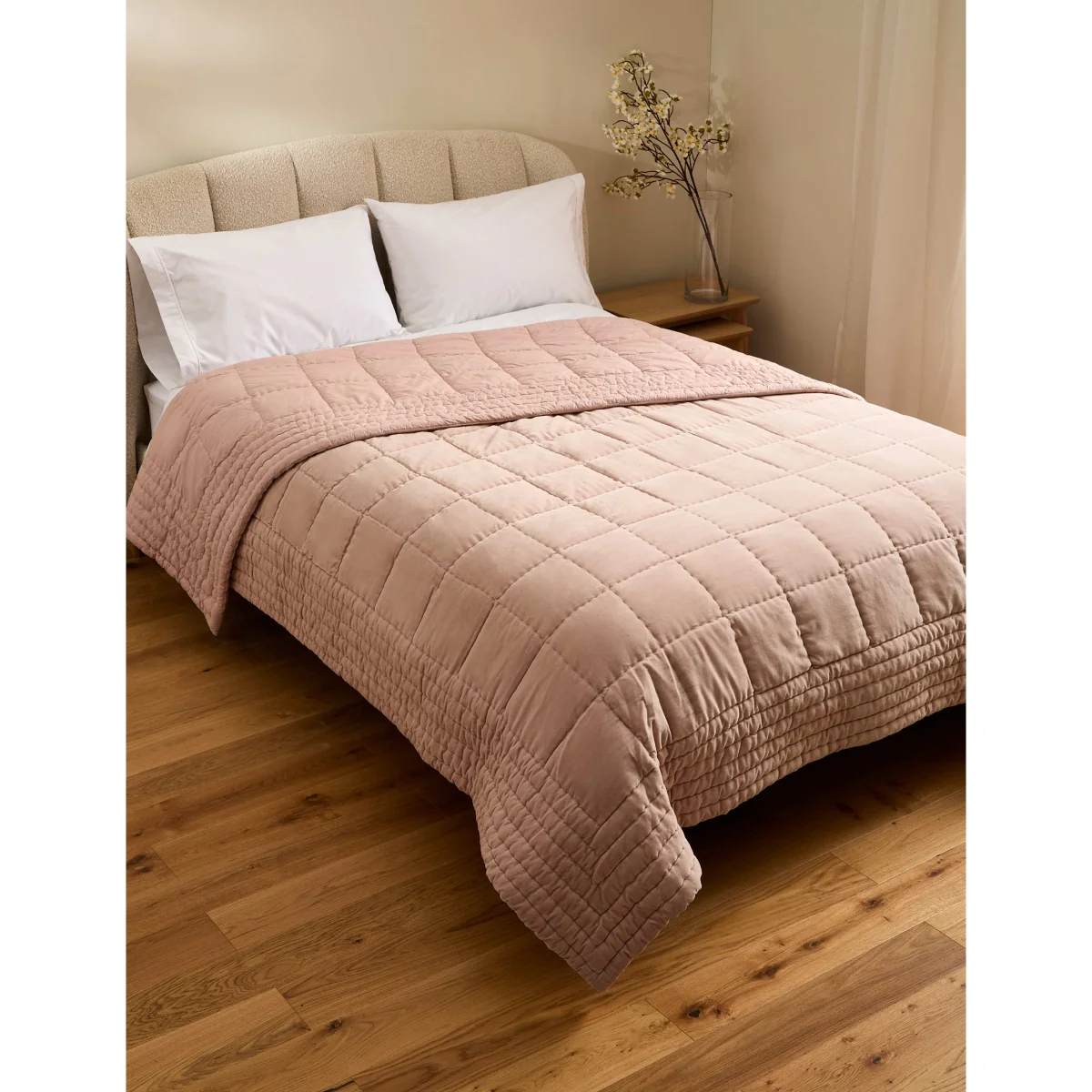 M&S Pure Cotton Velvet Bedspread Khaki – image 2