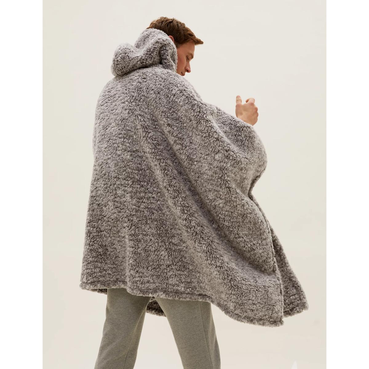 The M&S Snuggle™ Teddy Fleece Adults' Hooded Blanket - Small - Natural, Natural – image 2