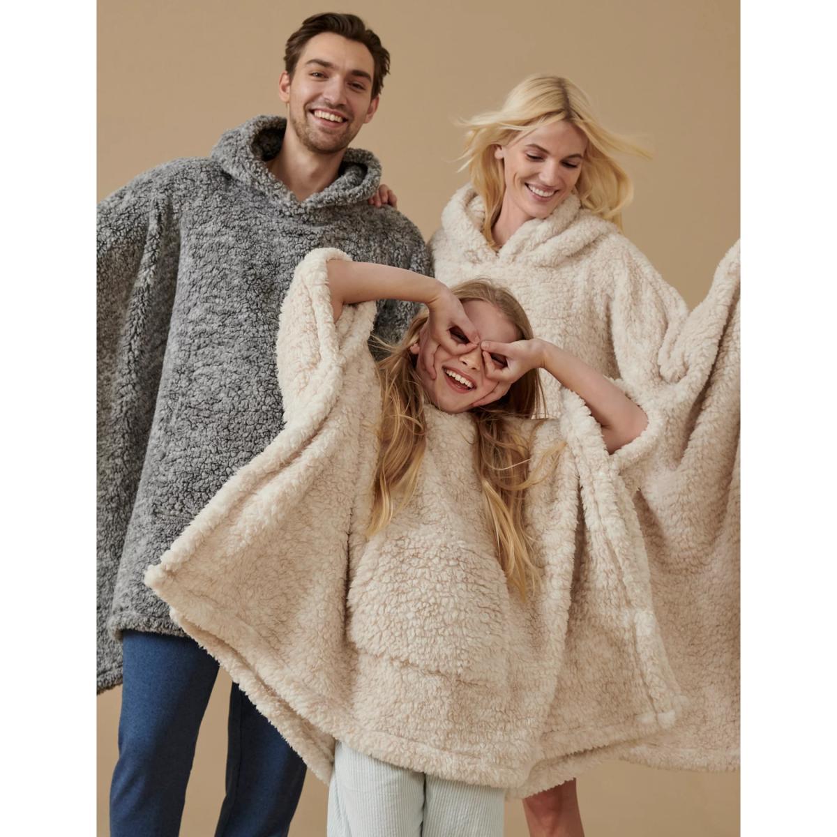 The M&S Snuggle™ Teddy Fleece Adults' Hooded Blanket - Small - Natural, Natural – image 3